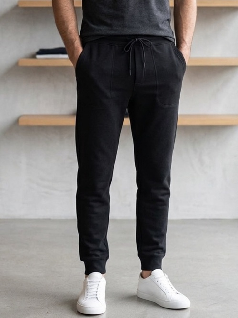 Athletic Works Men's Black Jogger Pants - Comfortable Everyday Fit, Size Medium